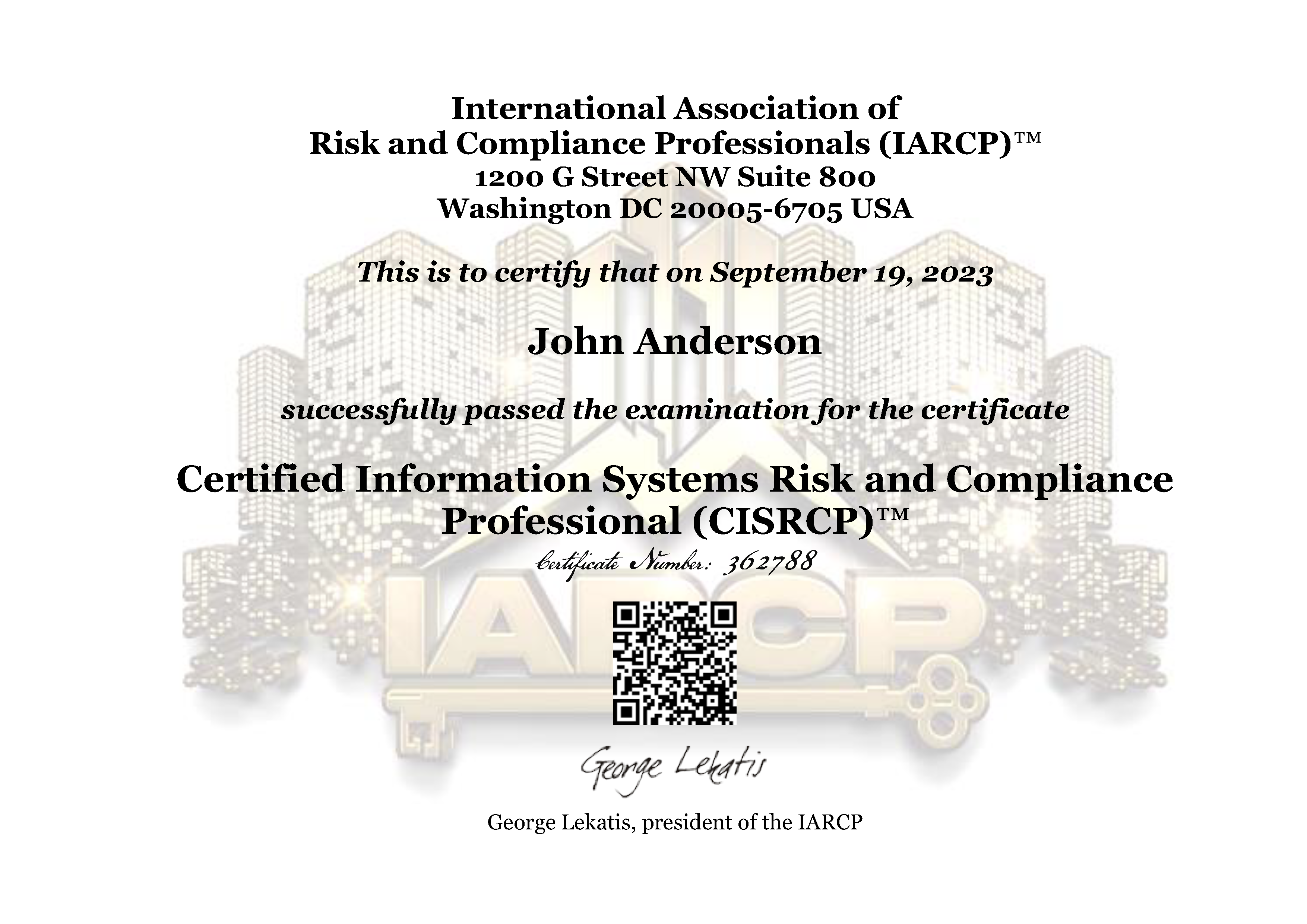 Certified Information Systems Risk and Compliance Professional (CISRCP)