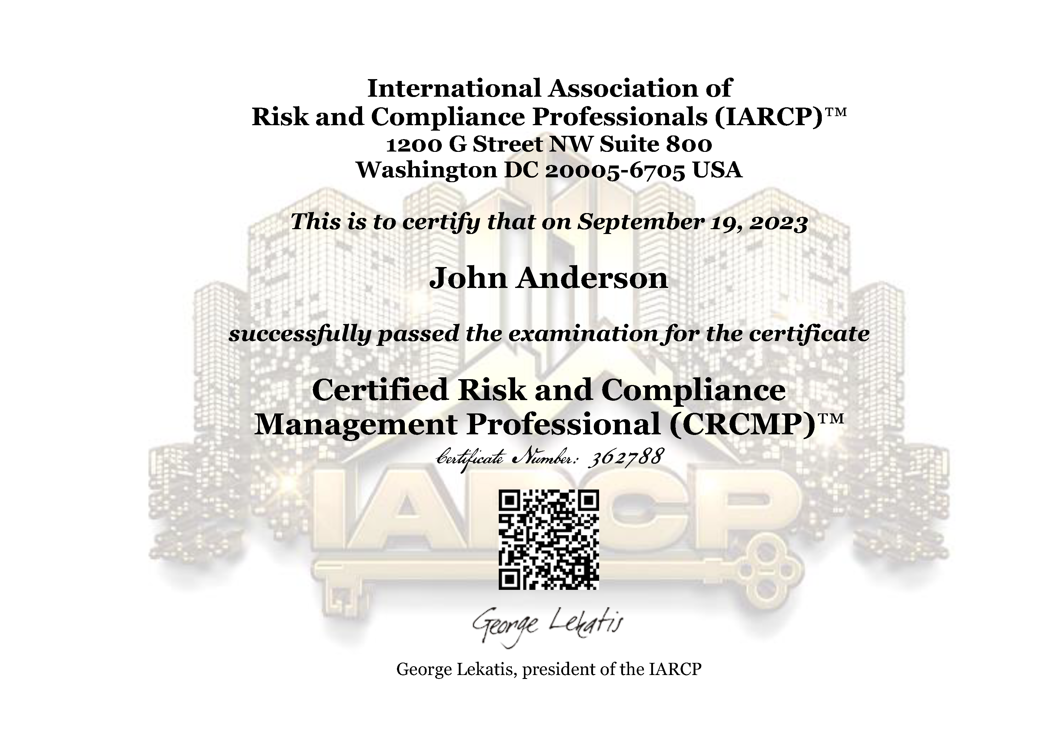 Certified Risk and Compliance Management Professional (CRCMP)